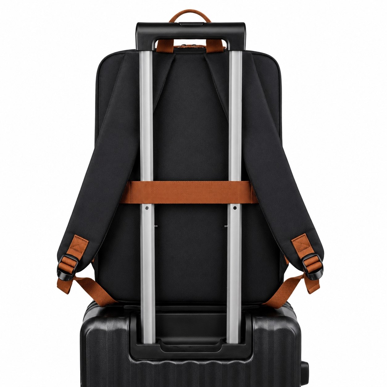 Sac à Dos Ordinateur Noir & Marron – Élégant, Port USB & Multi-Poches