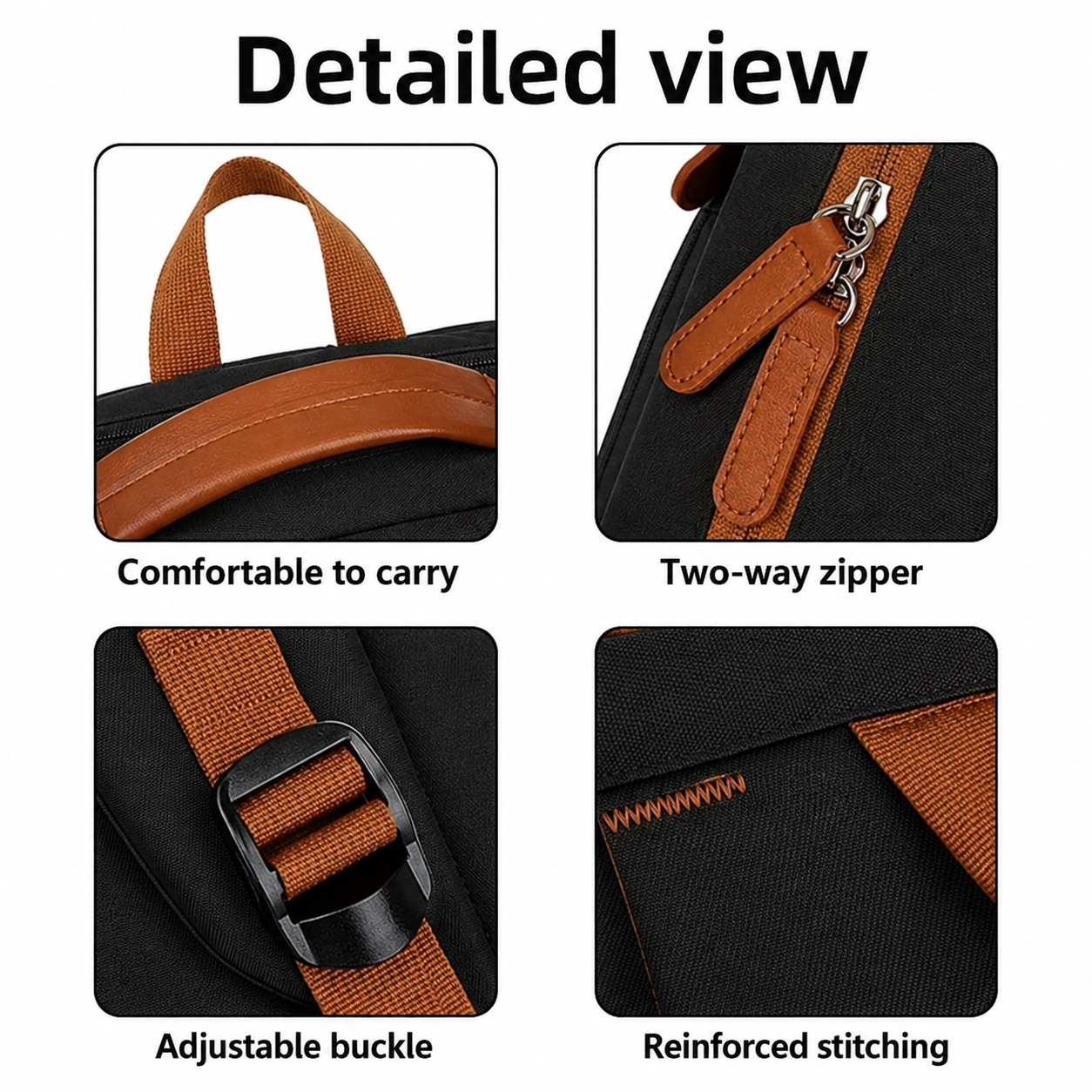 Sac à Dos Ordinateur Noir & Marron – Élégant, Port USB & Multi-Poches